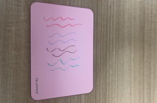 TSJ OFFICE Small Desktop Whiteboard - Glass Dry Erase Board 8 X 6 Inches Tabletop Easel Whiteboard with Stand, Desk Board Buddy for Artist, Teacher and Student - Pink ＆ Gold