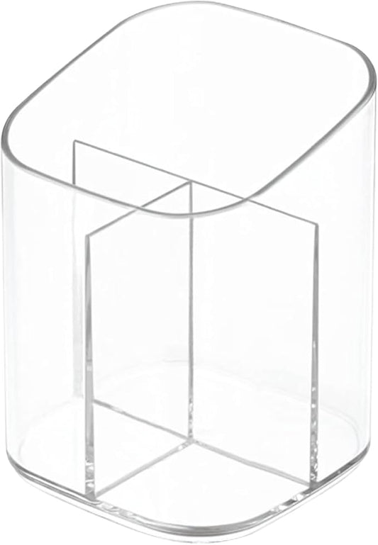 Newkita Acrylic Clear 3 Slots Pencil Pen Holder for Desk, Desktop Makeup Brush Storage Organizer Pen Cup Stand for Office School Home