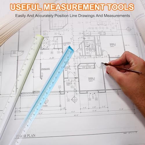 HARFINGTON 2pcs Acrylic Clear Straight Rulers 15/20cm Metric,Colorful | Transparent Gradient Three-Dimensional Plastic Ruler Square Cube Measuring Tool for Classroom