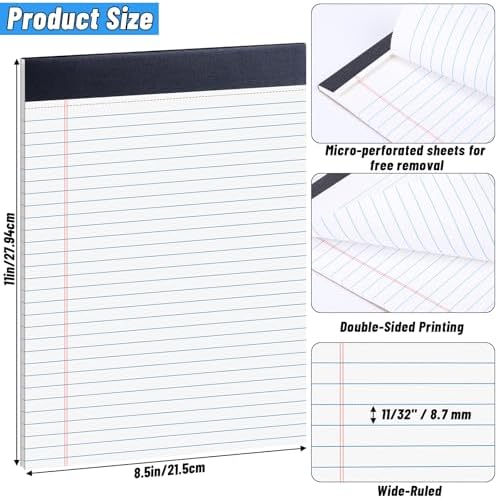 Oleitodh 96 Pack Legal Pads 8.5 x 11 White Wide Ruled Writing Pads Bulk