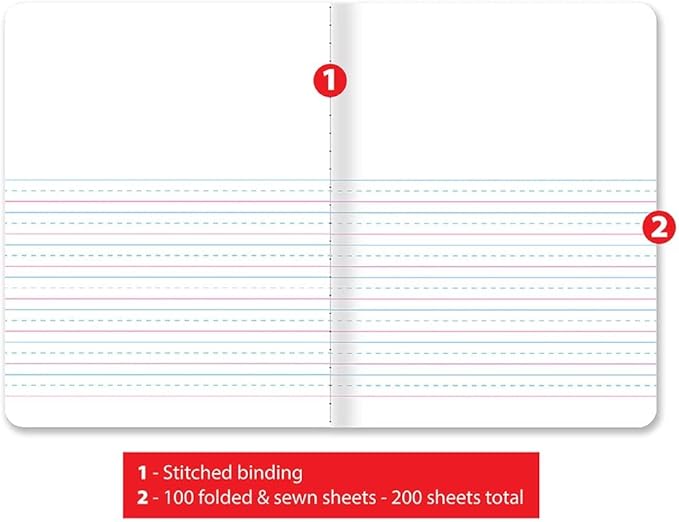 Better Office Products Primary Journal, Hardcover, Primary Composition Book Notebook - Grades K-2, 100 Sheet, One Subject, 9.75" x 7.5", Blue Cover-6 Pack
