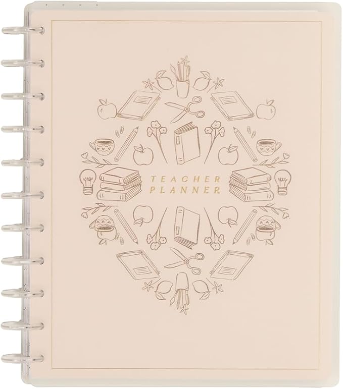 Happy Planner Disc-Bound 12-Month July 2026–June 2027 Academic Planner with 3 Extra Months, Big Size, 8.5" x 11", Teacher Layout, Light Lessons