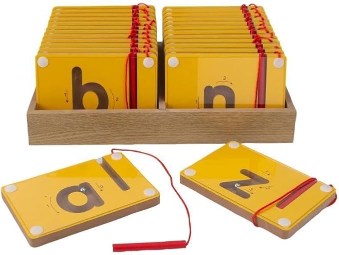 Fun Express 13 3/4" x 9 3/4" Lowercase Alphabet Wood Tracing Boards – 26 Pieces