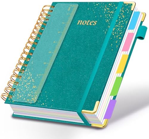 Hardcover Spiral Notebook with Tabs & Dividers, 8"x10" 5 Subject