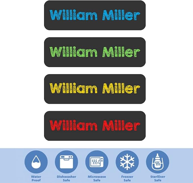 Custom Waterproof Dishwasher Safe Kid Name Labels for Daycare(128 Pack), Camp, School Supply, Baby Bottles, Lunch Boxes and Cups, Travel. Cute Personalized Design Name Stickers (Pattern 18)