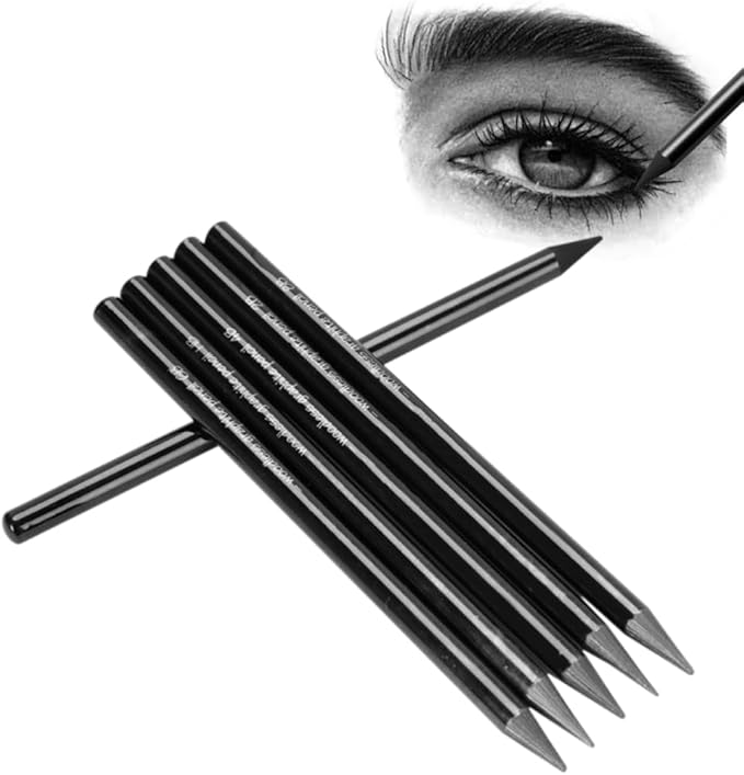 SIQITECHNO 6Pcs Woodless Graphite Pencils HB 2B 4B 6B 8B EE Drawing Sketching Pencils for Shading Blending Sketching Black Charcoal Pencils Drawing Pencils Art Supplies Set for Artists