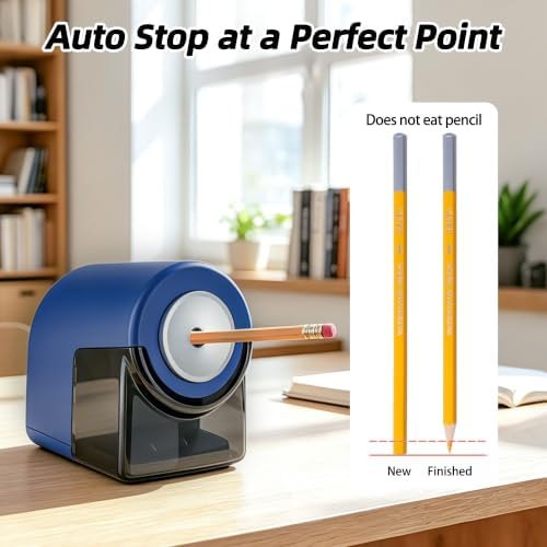 deli Electric Pencil Sharpener,Heavy Duty Pencil Sharpener, Blue