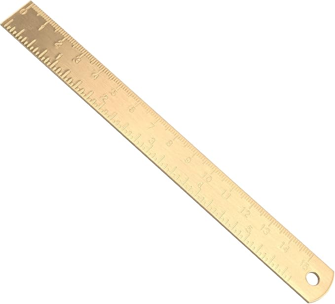 Utoolmart Brass Straight Ruler, 15cm / 5.9-inch Double-Sided Scale Ruler, Measuring Tool for Engineering Office Architect and Drawing 1 Pcs