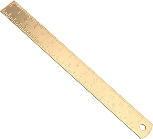 Utoolmart Brass Straight Ruler, 15cm / 5.9-inch Double-Sided Scale Ruler, Measuring Tool for Engineering Office Architect and Drawing 1 Pcs
