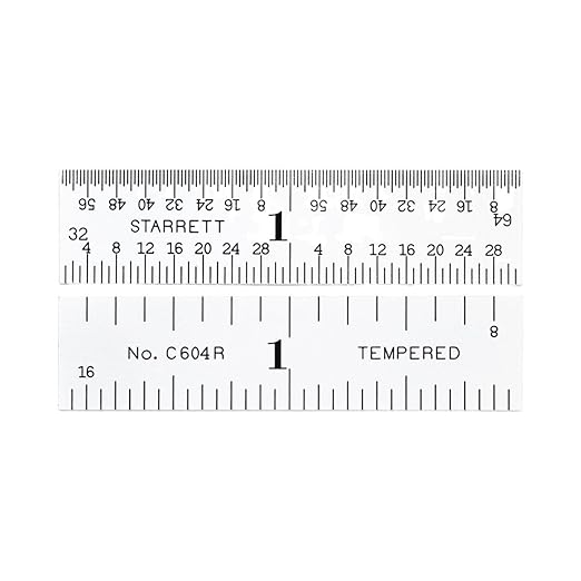 Starrett Spring Tempered Steel Rule with Satin Chrome Finish, Quick Reading, and Inch Graduation - 2" Length, 4R Graduation Type, 3/64" Thickness - C604R-2