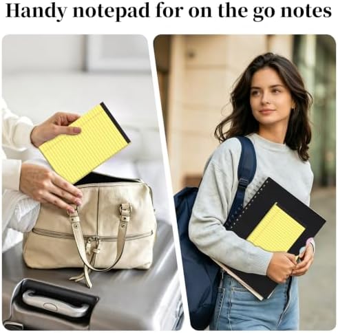 7 PCS Note Pads 5x8 Small Legal Pads 210 Sheets, Perforated Small Notebook Notepad 5 x 8 ,College Ruled Lined Paper Pads 80GSM, Mini Hard Backing Writing Pads Memo for Work School &Office Supplies-Yellow