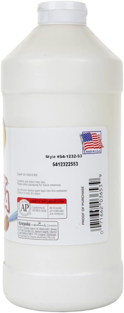 Crayola 54-1232-053 Premier Tempera Paint, 32-oz. Size, White, 1 Unit, Quart