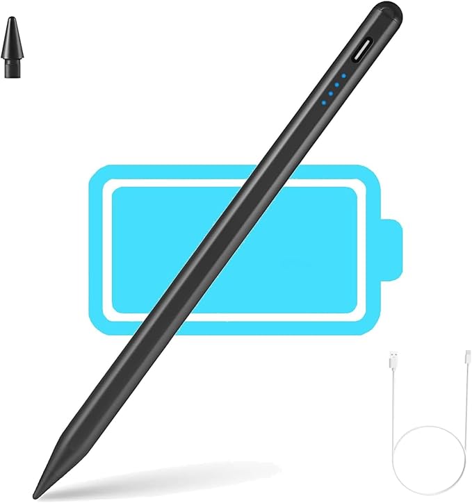 Stylus Pen for iPad 2018-2024, 20mins Fast Charge Pencil 2nd Generation, Tilt Sensitivity and Palm Rejection for iPad 6/7/8/9/10,iPad Pro 11"/12.9",iPad Air 3/4/5,iPad mini 5/6 (Black)
