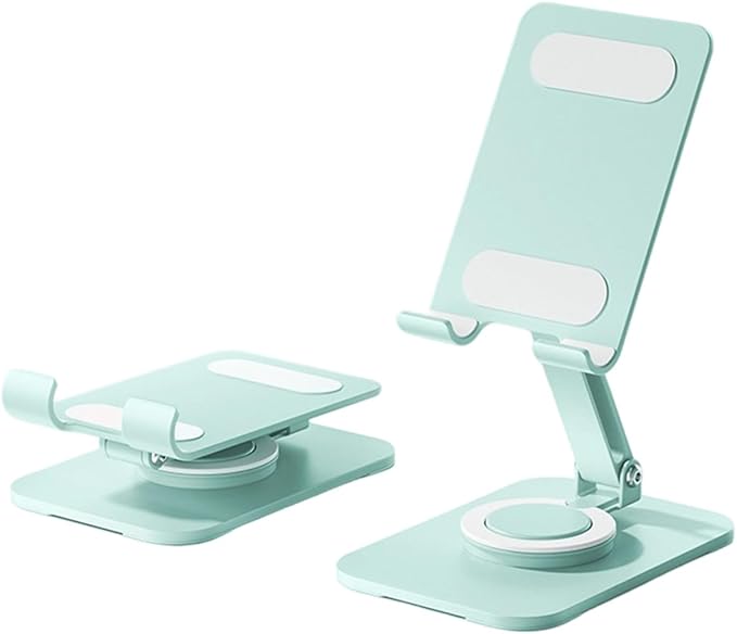 Carbon Steel Desktop Phone Stand Foldable Adjustable with Rotating Base for Video Calls Phone Tablet Portable Foldable Adjustable Desktop Rotating Desk Video Calling Online Learning Movie Hands