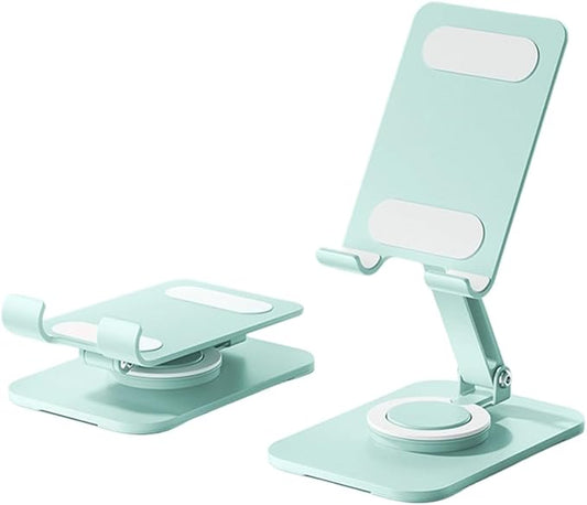 Carbon Steel Desktop Phone Stand Foldable Adjustable with Rotating Base for Video Calls Phone Tablet Portable Foldable Adjustable Desktop Rotating Desk Video Calling Online Learning Movie Hands