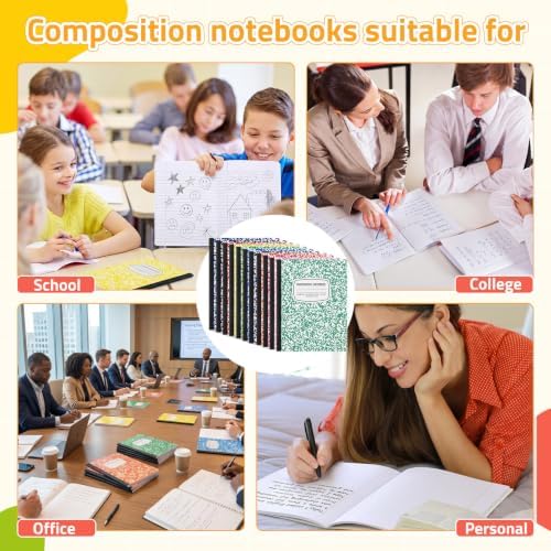Fainne 100 Pack College Ruled Composition Notebooks Bulk B5,Multicolor