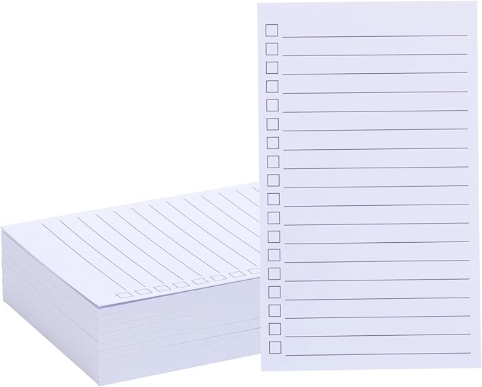 Vertical Ruled Index Cards 3x5 with Check Boxes,Double Sided Ruled Note Card for To Do Checklists, Heavy Weight Flash Cards for Studying,School, Home and Office - White,100 Pack