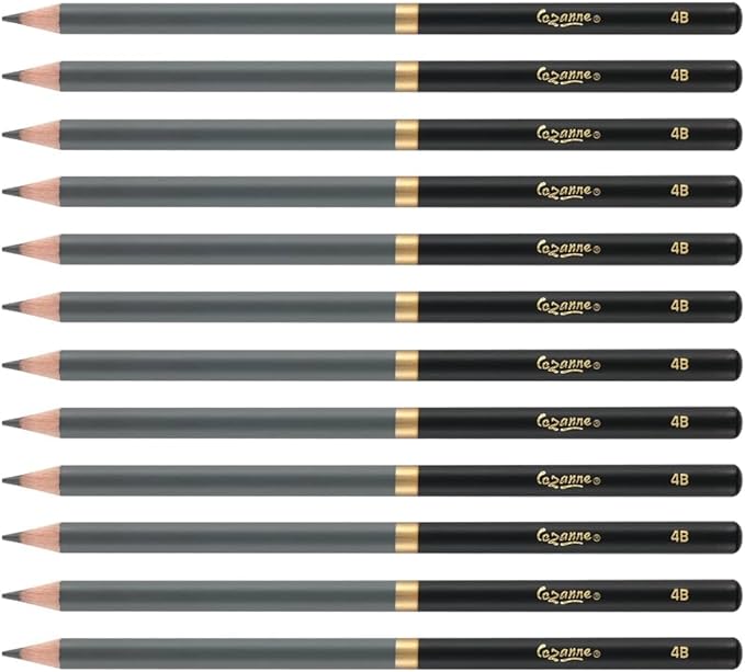 Cezanne Graphite Drawing Pencils Set - 4B, Set of 12 Break-Resistant Graphite Lead, Easy-to-Sharpen Sketch Pencils, Master Artist Quality Graphite Pencils for Technical and Artistic Drawing