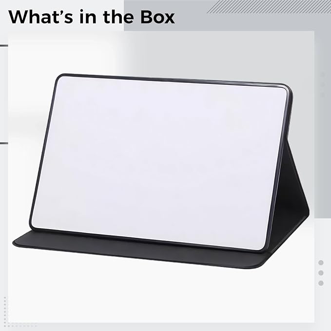 Desktop Whiteboard with Stand, 12.6 x 8.7 in A4 Portable Dry Erase Board, Foldable PU Leather Support, Includes 3 Pens and Eraser, Small Tabletop Board for Office Home and School Note Taking