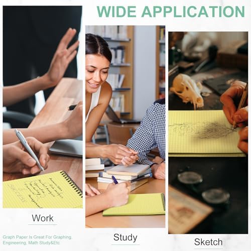 Engrowtic 1 Pack Graph Paper Spiral Notebook A5,Black(Internal Yellow)