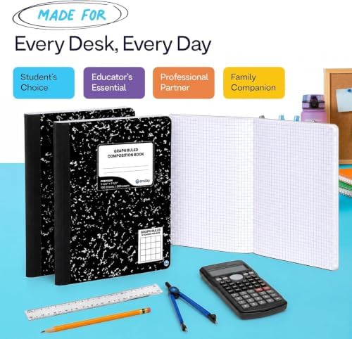 Enday Graph Paper Composition Notebook (48 Pack) 100 Sheets