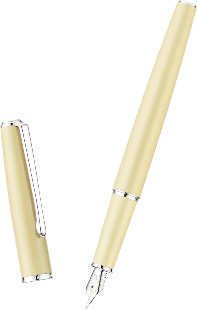 Hongdian 920S Fountain Pen Yellow Metal Office Pen, Iridium Extra Fine Nib Classic Pen with Ink Converter