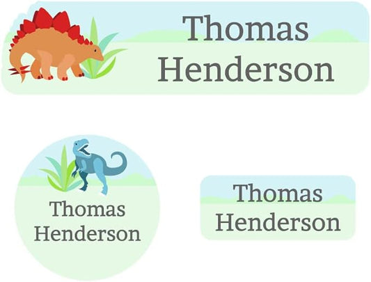 Name Bubbles - Kids Custom Name Labels for Daycare, School, Camp (144 Labels) - Personalized Waterproof Name Stickers for Clothes Tags, Lunch Boxes, Water Bottles, & School Supplies (Dinosaurs)