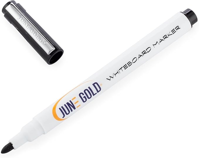 June Gold 32 Assorted Colored Dry Erase Whiteboard Markers, Fine/Bullet Tip, 2 sets of 13 Unique Colors With 8 Black Markers, Low Odor, Slim Barrel & Vivid Lines