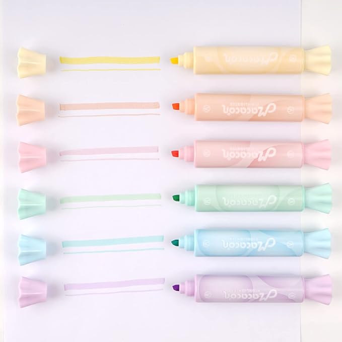 chosch Candy Shape Highlighters, Assorted colors,Chisel Tip,Water Based,Quick Dry& Write Smoothly 6 Macaron Colors (CANDY HIGHLIGHTER)