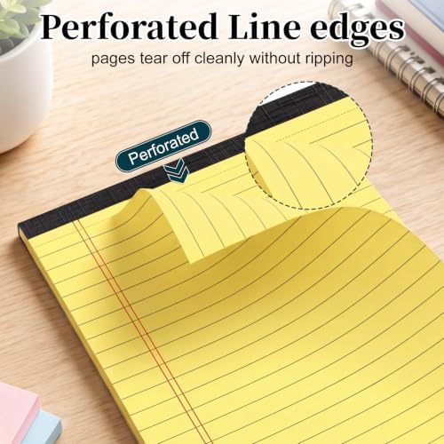 7 PCS Note Pads 5x8 Small Legal Pads 210 Sheets, Perforated Small Notebook Notepad 5 x 8 ,College Ruled Lined Paper Pads 80GSM, Mini Hard Backing Writing Pads Memo for Work School &Office Supplies-Yellow