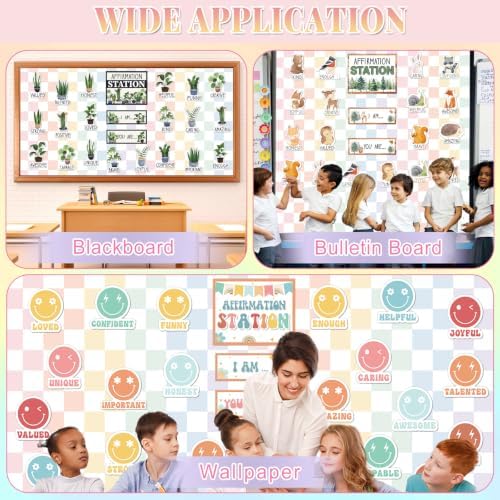 Colorful Checkered Bulletin Board Roll Non-Woven Fabric Poster 15.7" x12ft