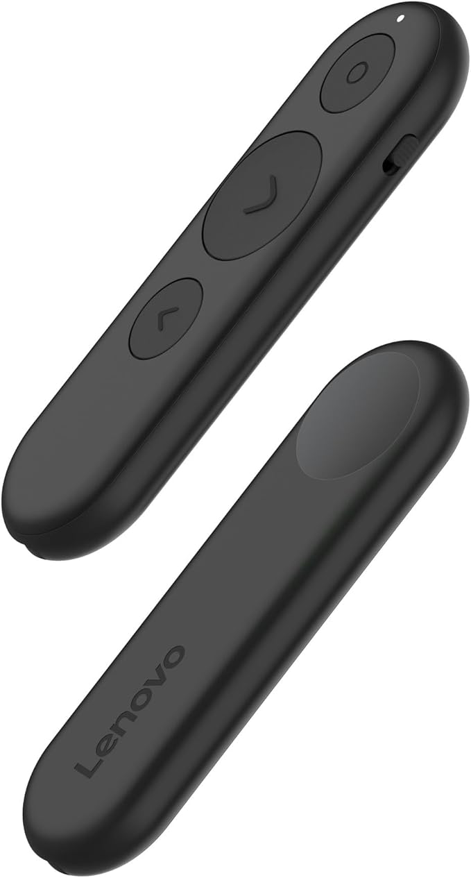 Lenovo Portable Rechargeable Presentation Remote – Bluetooth® 5.3 Wireless Clicker with Digital Pointer, USB‑C Charging, Ultra‑Lightweight, for Windows 10 or Later & macOS 12 or Later, Black