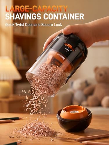 M&G S5 Electric Pencil Sharpener,Fully Automatic for 6.5–11mm No.2 & Colored Pencils,Auto In & Out,3 Sharpness Modes,Type-C Rechargeable,Helical Blade,Hands-Free for School Classroom Home Office,Black