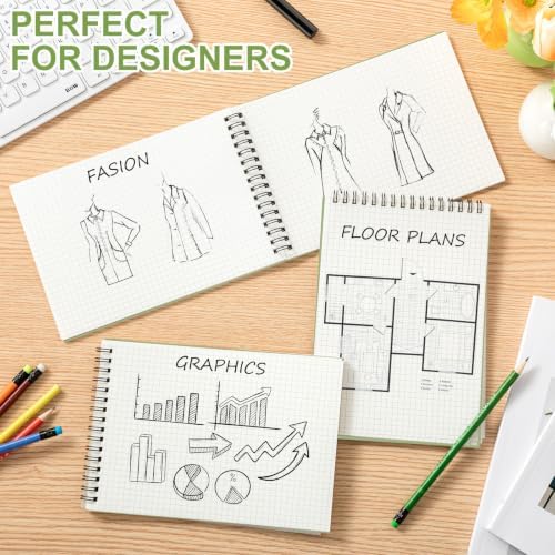 Engrowtic 2 Pack Graph Paper Spiral Notebook A5,Eucalyptus Green