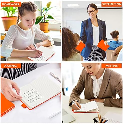 feela 3 Pack Pocket Notebook Journals with 3 Black Pens, A6 Mini Cute Small Journal Notebook Bulk Hardcover College Ruled Notepad with Pen Holder for Office School Supplies, 3.5”x 5.5”, Orange
