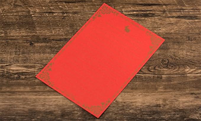 100 Sheets Rabbit Stationery Lined Paper,A5 Stationery Writing Paper with Antique Border Design,Letter Size (Unpunched) Ruled Filler Paper for Writing Letters,Vintage Invites (Red)