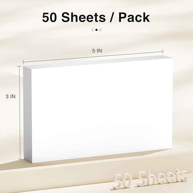 300 Count Blank Index Cards 3x5 Inch Colored Flash Cards Thick Cardstock, Unruled Note Cards Study Card Portable Learning Flashcards Ideal for Note Taking, Art Sketching, Office & School Supplies