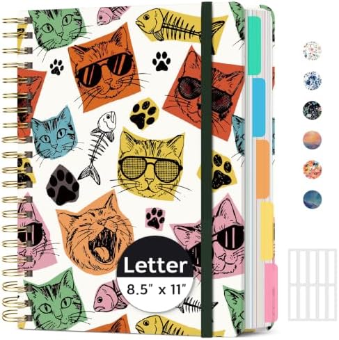 Taja Spiral Notebooks for Work 5 Subject Notebook with Removable Dividers
