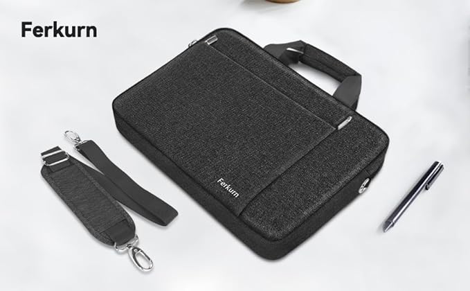 Ferkurn Laptop Bag Case for Women Men Computer Bag Compatible with HP Envy Pavilion Omen/LG Gram/MSI/Dell Inspiron XPS/Lenovo/Acer, Shoulder Strap Carrying Messenger Briefcase, Black, 17 17.3 Inch