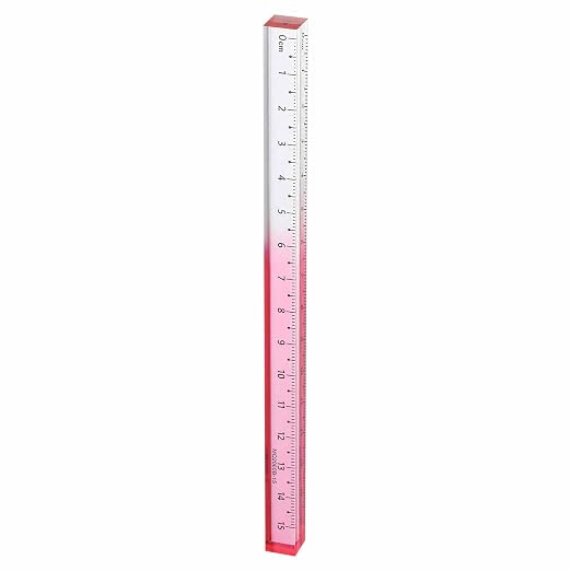HARFINGTON Acrylic Clear Straight Rulers 15cm Metric Transparent Gradient Three-Dimensional Plastic Ruler Square Cube Measuring Tool for Classroom Office, Pink