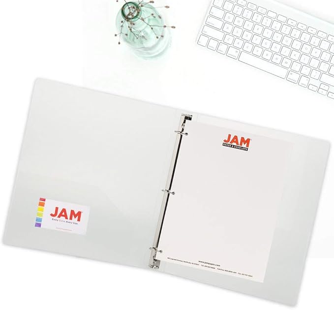 JAM PAPER Plastic 1 inch Binder - Clear 3 Ring Binder - Sold Individually