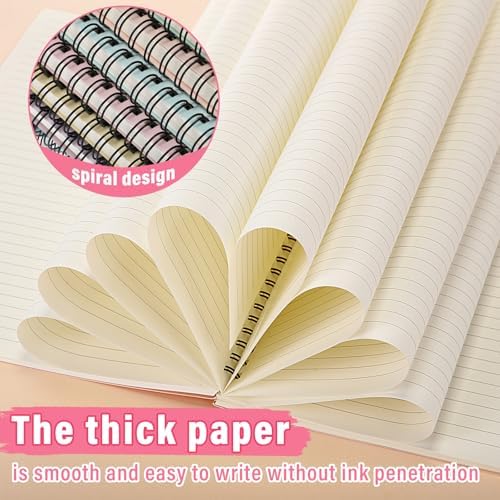 Fuutreo 6 Pack Spiral Notebook 10.5x7.45 Notebook,Macaron,Bright Colors