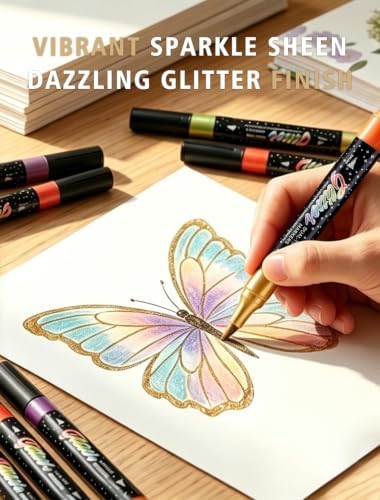 72 Colors 36 Pack Glitter Markers Pens Sparkle Markers Dual Brush Tip