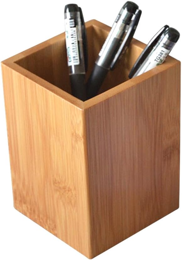 Bamboo Wood Desk Pen Pencil Holder Stand Multi Purpose Use Pencil Cup Pot Desk Organizer