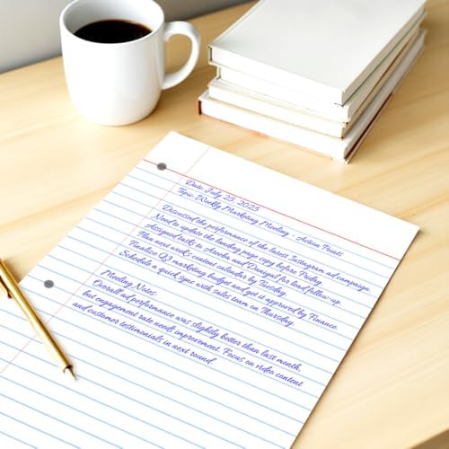 Loose Leaf Paper, 100 Sheets, Wide Ruled Filler Notebook Paper, 8" x 10.5", Bulk Notebook Papers,3 Hole Punched Loose Leaf Paper for 3 Ring Binders,Loose Leaf Office Paper, (White)