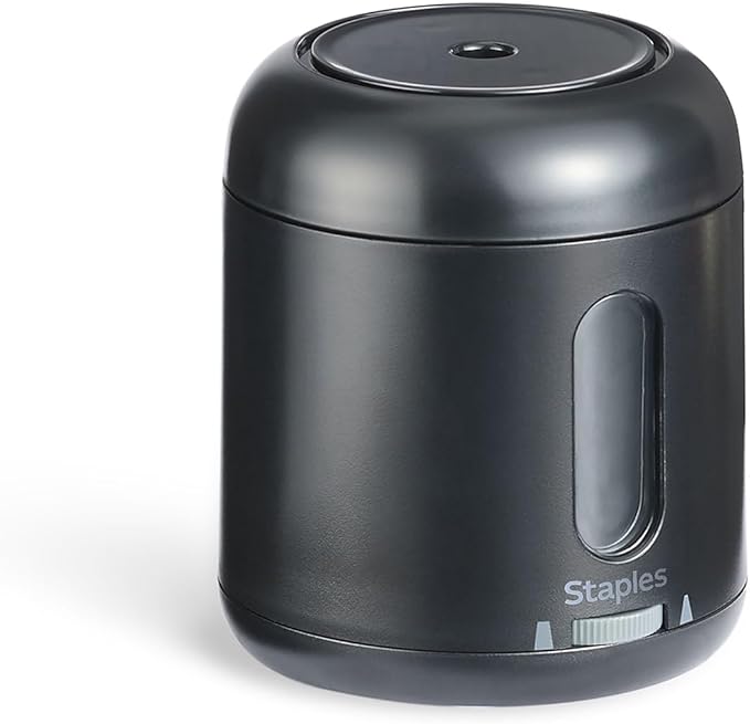 Staples Dual Powered Pencil Sharpener, Black – Electric or Battery Operated Sharpener for Home & Office Use