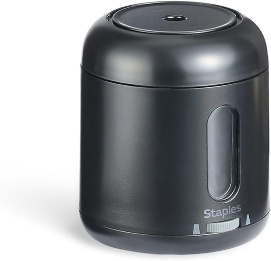 Staples Dual Powered Pencil Sharpener, Black – Electric or Battery Operated Sharpener for Home & Office Use