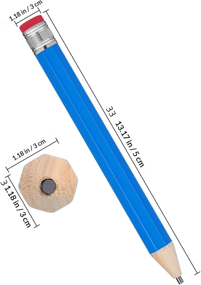 STAHAD Giant Wooden Pencils 2pcs Jumbo Novelty Extra Large Blue Pencils for School Drawing Writing Supplies for Preschoolers