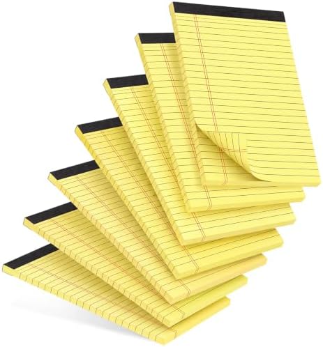 7 PCS Note Pads 5x8 Small Legal Pads 210 Sheets, Perforated Small Notebook Notepad 5 x 8 ,College Ruled Lined Paper Pads 80GSM, Mini Hard Backing Writing Pads Memo for Work School &Office Supplies-Yellow