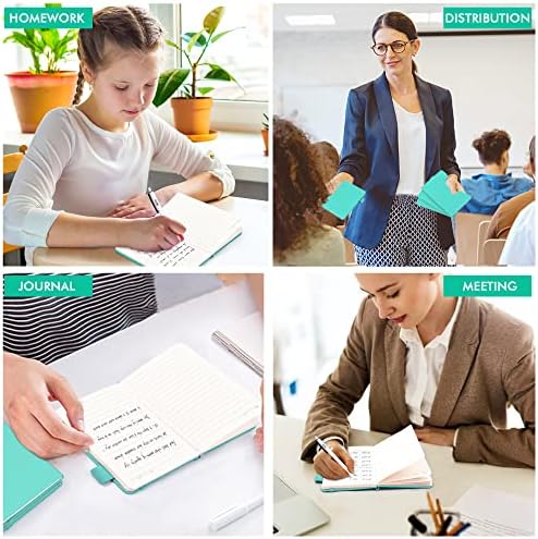 feela 3 Pack Pocket Small Notebook Journals, Mini Cute Memo Notepad Hardcover College Ruled Lined Journals with Pen Holder for Women Girls Office School, with 3 Black Pens, 3.5”x 5.5”, A6, Aqua